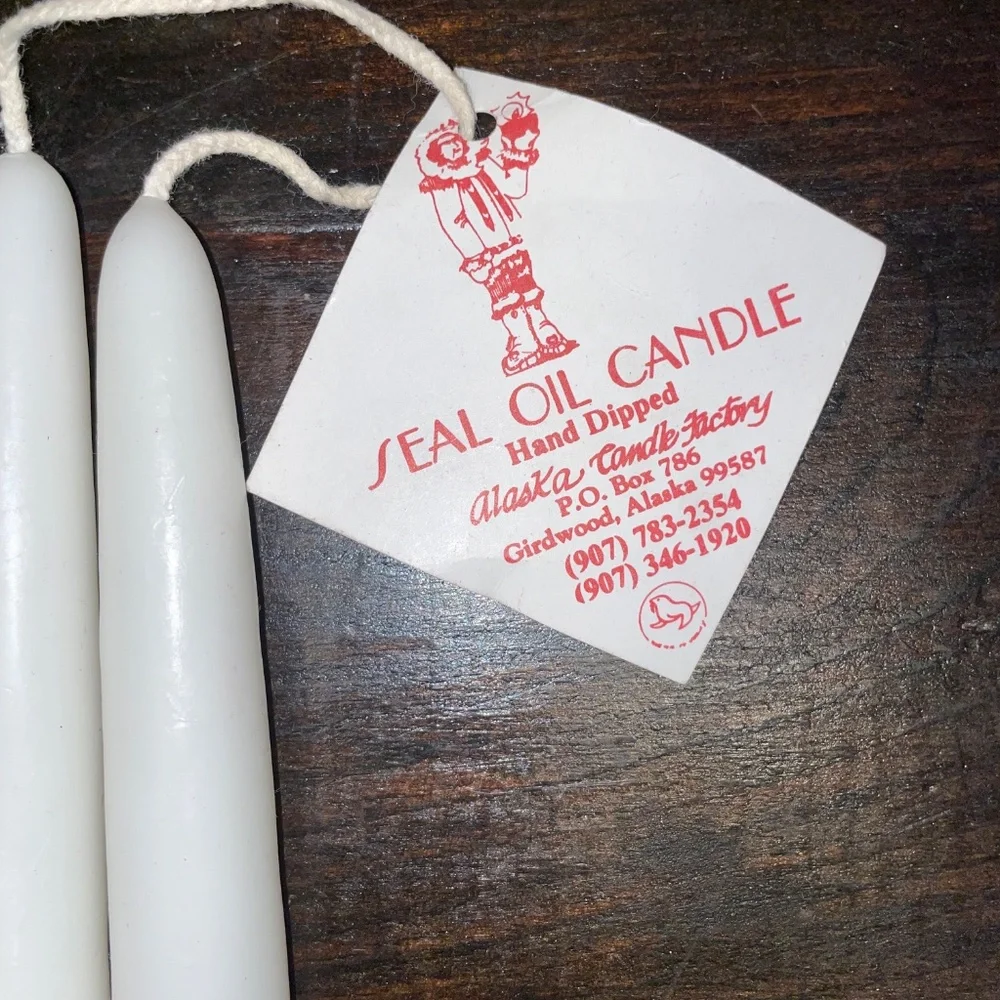 2 White Hand Dipped Seal‎ Oil Tapper Candle Alaska Candle Factory